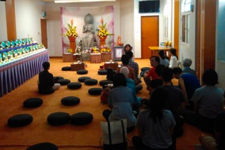 Dhamma Day 2019 Group of people listening to Dhamma Talk at the Buddhist Library Auditorium