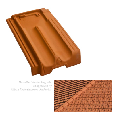 Buddhist Library Building Repairs 2025: Marseille inter-locking tile as approved by Urban Redevelopment Authority 