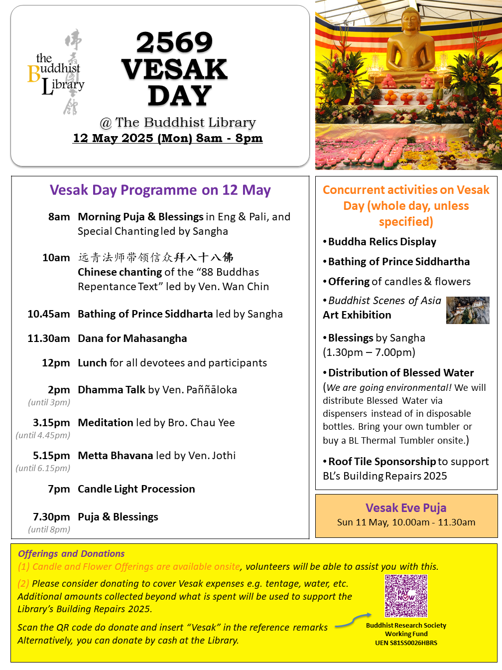 Programme for Buddhist Library Vesak Day 2025 Celebrations 佛教图书馆卫塞节2025庆典 - 节目表